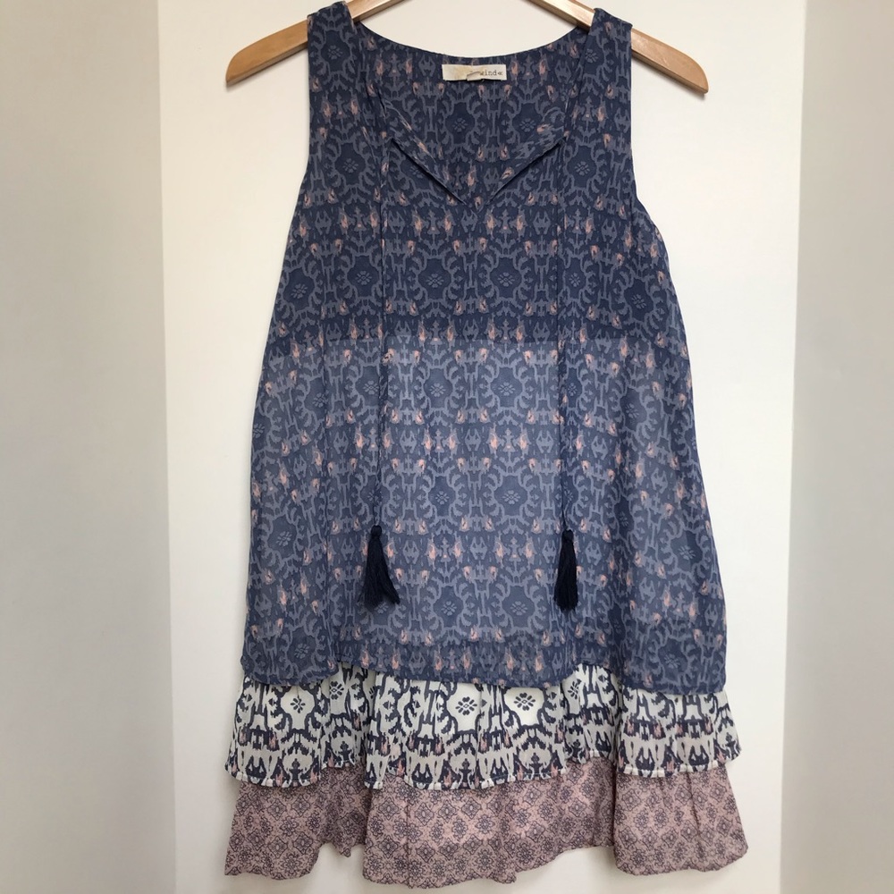 S rewind tiered mini dress tank top with tassels